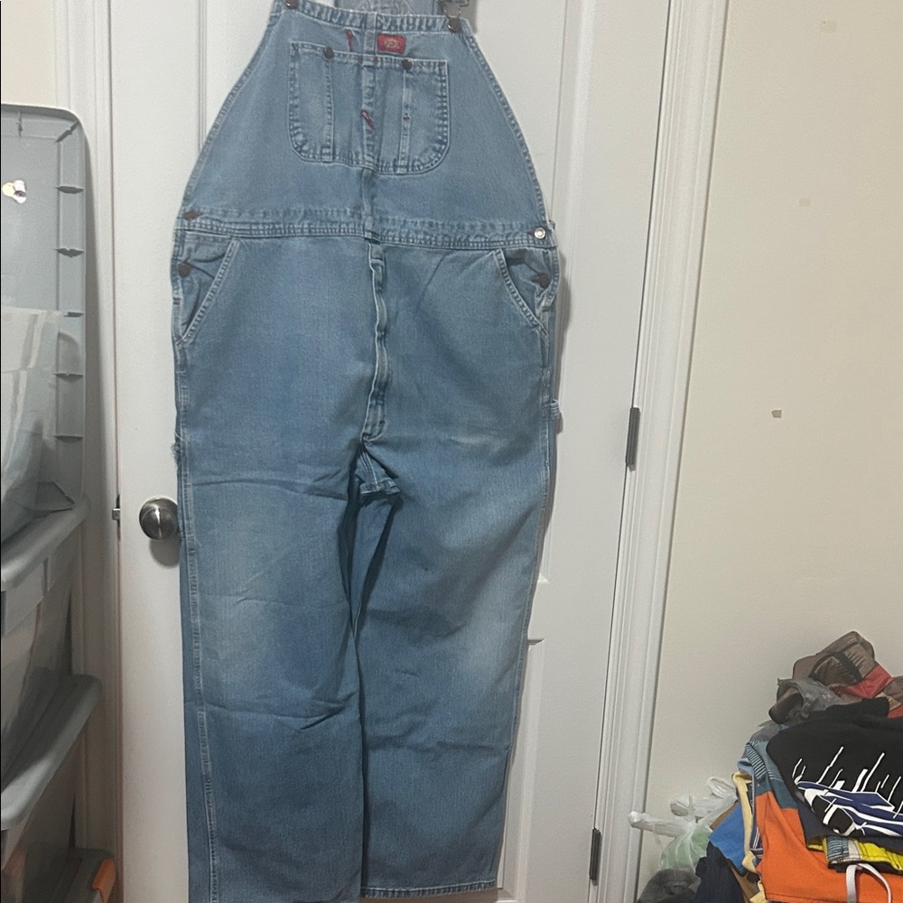 Dickies Men's Light Blue Denim Overalls